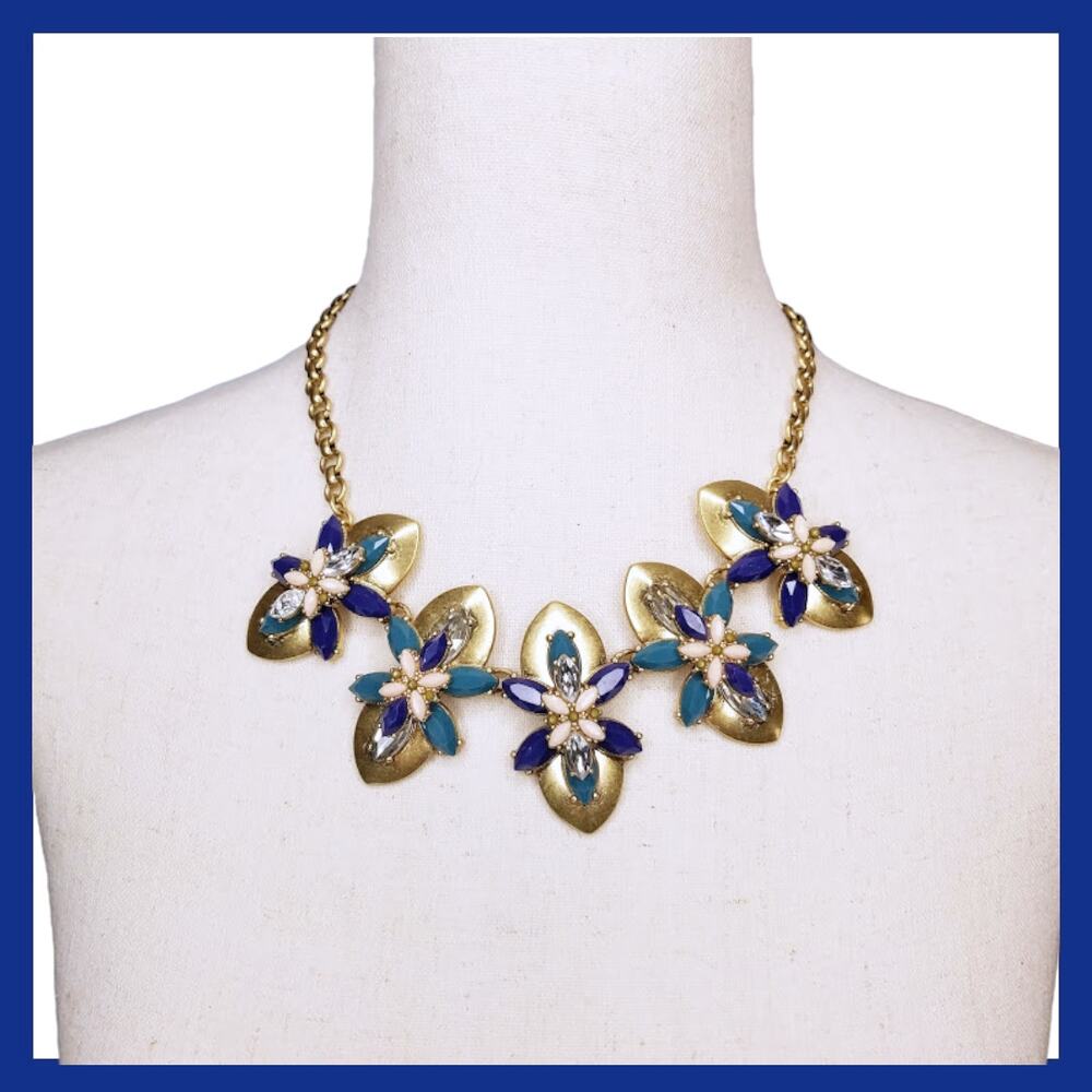 Colorful Statement Sapphire Blue Crystal & Gold J.Crew necklace